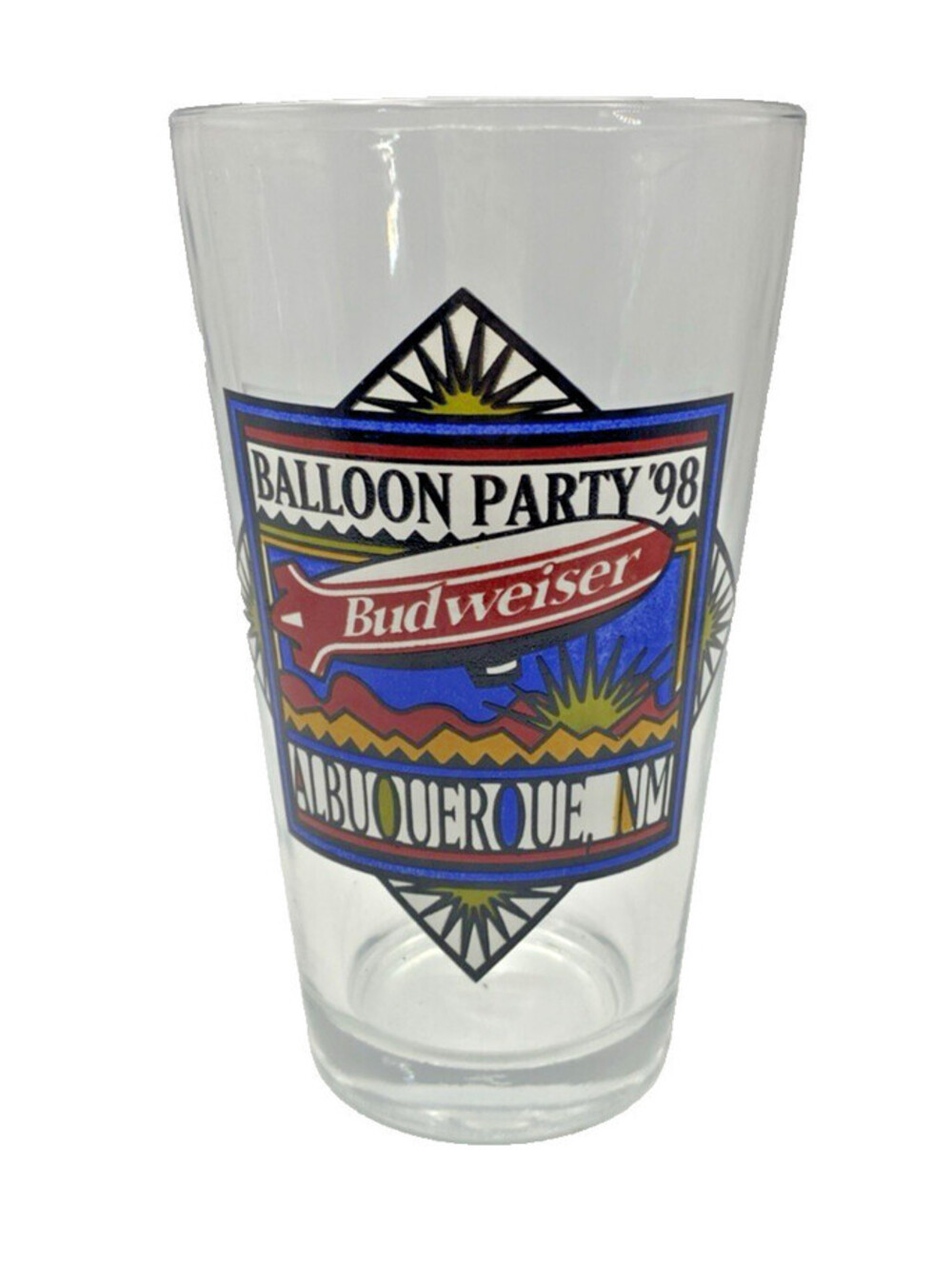 1998 Budweiser Balloon Party Albuquerque NM Pint Glass Vintage